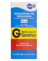 Detalhes do produto CLORIDRATO DE HIDROXIZINA 25MG FR 30 COMP