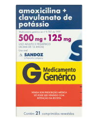 Detalhes do produto AMOXICILINA+CLAVULANATO DE POTASSIO 500+125MG CX 21 COMP REV