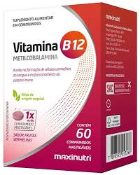 Detalhes do produto VITAMINA B12 9,94MCG 60CPR MASTIGAVEIS MAXINUTRI