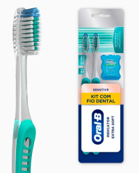 Detalhes do produto ESCOVA DENTAL ORAL B IND C/2 + FIO DENTAL 5MTS