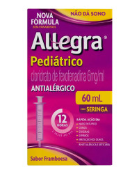 Detalhes do produto ALLEGRA 6MG/ML SUS OR FR PED 60ML+SER SB FRAMBOESA