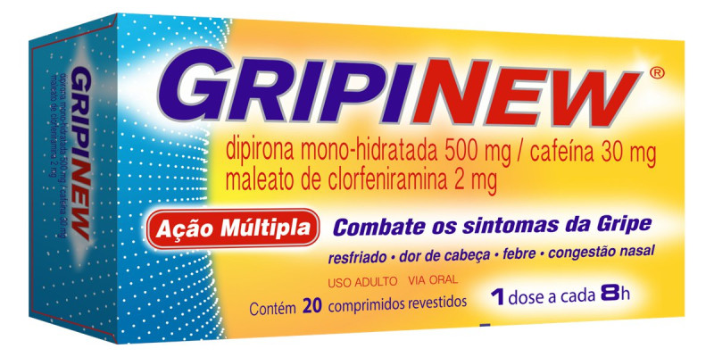 GRIPINEW 250+30MG(VERDE)+250+2MG(AMARELO) CX 20 COMP